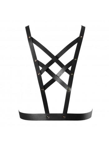 Портупея з екошкіри Bijoux Indiscrets Maze – Cross Cleavage Harness Black