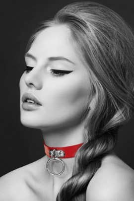 Choker from eco-tree with a ring for a leash Bijoux Pour Toi - Fetish Red