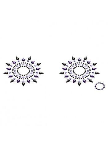 Пестіс з кристалів (прикраса для сосків) Petits Joujoux Gloria set of 2 - Black / Purple