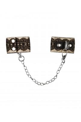 Handcuffs with glitter and chain ObsESIVE A746 CUFFS, black and gold