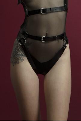 Black leather Garter-panty Feral Feelings - Belt Briefs