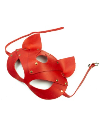 Червона преміум маска кішечки LOVECRAFT з натуральної шкіри в подарунковій упаковці