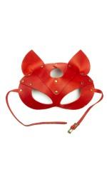 Красная премиум маска кошечки LOVECRAFT из натуральной кожи в подарочной упаковке