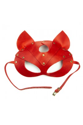 Красная премиум маска кошечки LOVECRAFT из натуральной кожи в подарочной упаковке