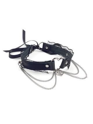 Сексуальный чокер Art of Sex - Karen из натуральной кожи, Черный