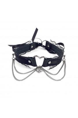 Sexy choker Art of Sex - Karen made of genuine leather, black