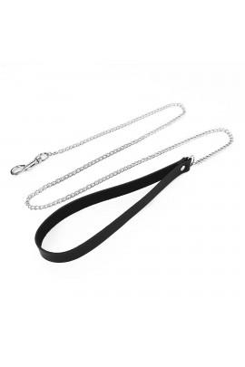 Leash on a genuine leather chain art of sex - leash, color black