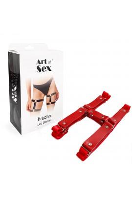 Harrers on a foot of genuine leather Art of Sex - Kristina Leg Garters (2 pcs), color red
