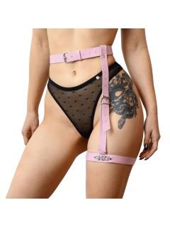 Гартер на ногу Art of Sex - Naomi с надписью SEXY, натуральная кожа, размер XS-2XL, цвет розовый