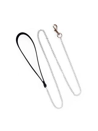 Leash on a genuine leather chain art of sex - leash, color black