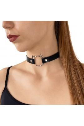 Choker on the neck of the pussy art of sex - Kiti of genuine leather, color black