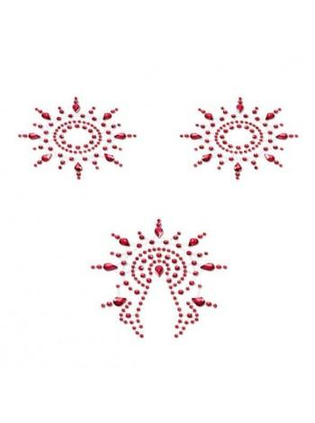 Пэстис из кристаллов Petits Joujoux Gloria set of 3 - Красный, украшение на грудь и вульву