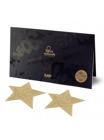 Пэстис-стикини Bijoux Indiscrets - Flash Star Gold, украшение на соски
