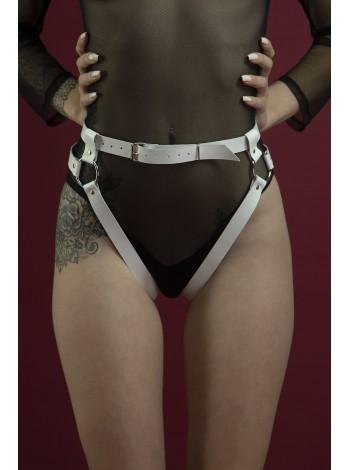 Белые кожаные гартеры-трусики Feral Feelings - Belt Briefs