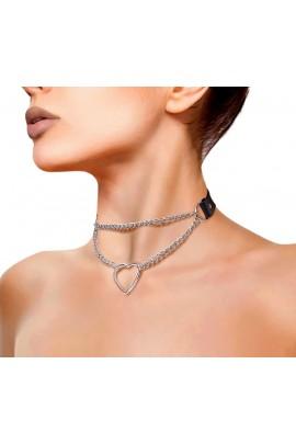 Choker on the neck heart art of sex - paris, genuine leather, color black