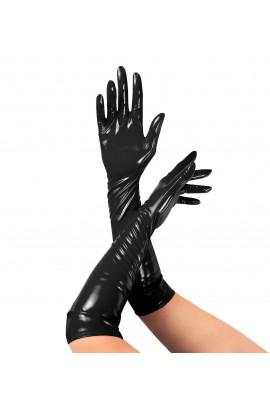 Глянцевые виниловые перчатки Art of Sex - Lora, размер М, цвет Черный