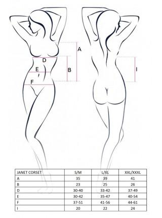 Корсет з пажами JANET CORSET white S/M - Passion, трусики, напівпрозорий