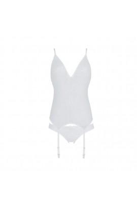 Corset with paws, panties with openwork decor and open step Ursula corset white XXL/XXXL - PASSI