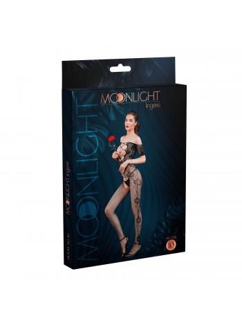 Bodistoning with access Moonlight Model 10 Black, Imitation of Lace, Flower Decor, Open Shoulders