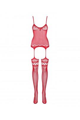 Bodistology ObsESSIVE BODYSTOKING F214 RED S/M/L, IMitation of Corset and Stockings on Podv ' Languages