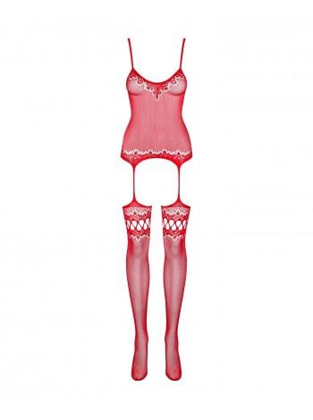 Bodistology ObsESSIVE BODYSTOKING F214 RED S/M/L, IMitation of Corset and Stockings on Podv ' Languages