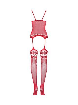 Bodistology ObsESSIVE BODYSTOKING F214 RED S/M/L, IMitation of Corset and Stockings on Podv ' Languages