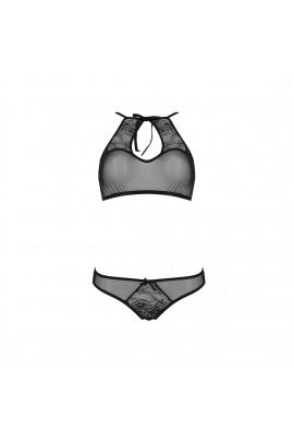 Комплект: бра, трусики с ажурным декором и открытым шагом Ursula Set black S/M — Passion