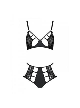 Комплект из эко-кожи: бюстгальтер и трусики с перфорацией Tamaris Set black L/XL — Passion