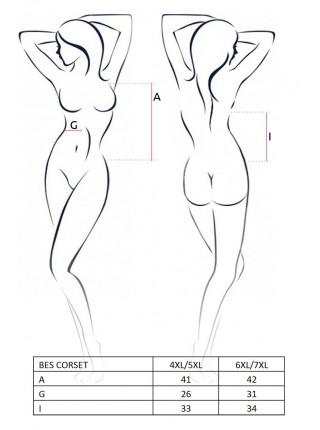 Корсет под латекс с пажами BES CORSET black 6XL/7XL - Passion, стринги, шнуровка