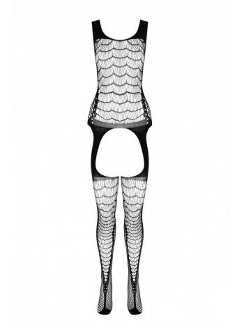 Сетчатый телесный бодистокинг с двойным плетением и подвязками Casmir CA007