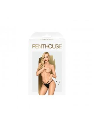 Penthouse-classified s/m black panties, double rubber bars, opaque insertion and bow