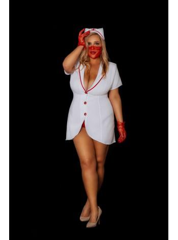 Erotic Nurse Costume Executive Louise XL Robe, Hat, Gloves, Mask