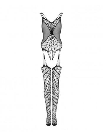 Ажурный бодистокинг под паутину Obsessive Bodystocking G325 black S/M/L, черный, комбинезон, имитаци