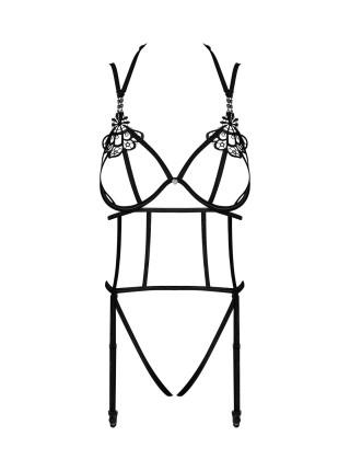 Боди из стреп с доступом Obsessive Badossa crotchless teddy S/M, черный