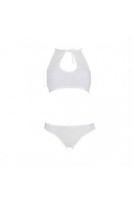 Комплект: бра, трусики с ажурным декором и открытым шагом Ursula Set white L/XL — Passion