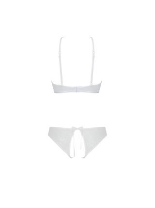 Комплект: бра, трусики с ажурным декором и открытым шагом Ursula Set white L/XL — Passion