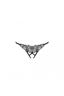 Lace panties with access Violante Thong Black S/M - PASSION EXCLUSIVE