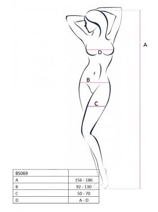 Bodybound Passion BS069 White, overalls, imitation stocking and body