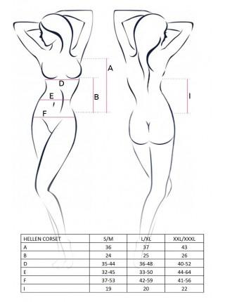 Корсет с пажами HELLEN CORSET black S/M - Passion, трусики, полупрозрачный