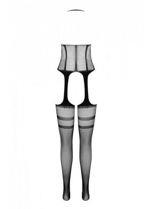 Сетчатый телесный бодистокинг с коротким топом и подвязками Casmir CA008