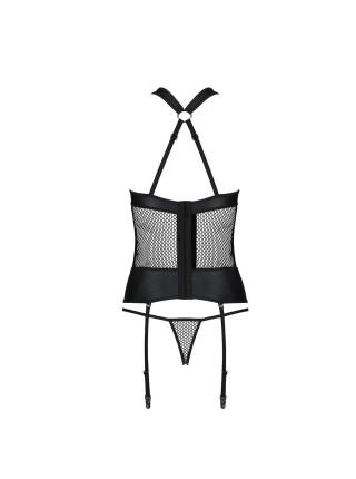 Halter corset mesh set, removable underworks ' AMANDA CORSET BLACK L/XL - PASSION