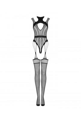 Ажурный бодистокинг с отверстиями Obsessive Bodystocking G327 black S/M/L, черный, комбинезон, с дос