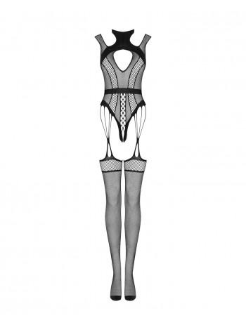 Ажурный бодистокинг с отверстиями Obsessive Bodystocking G327 black S/M/L, черный, комбинезон, с дос