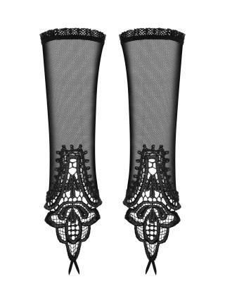 Сетчатые митенки с кружевом Obsessive Luiza mittens One size, черные