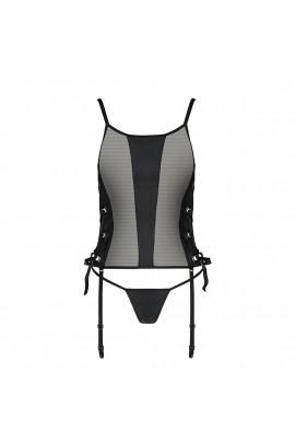 Eco -corset mesh, with grommets and removable pagins of Malwia Corset Black XXL/XXXL - PASSION, PASSION,