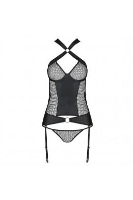 Halter corset mesh set, removed underwent AMANDA CORSET BLACK S/M - PASSION