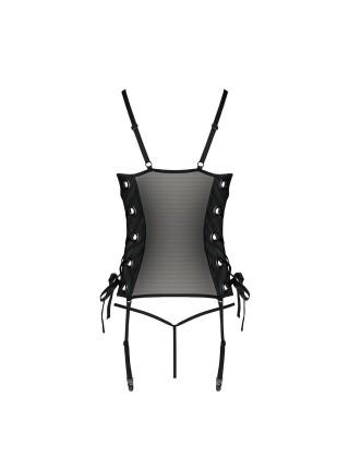 Eco -corset mesh, with grommets and removable pagins of Malwia Corset Black XXL/XXXL - PASSION, PASSION,