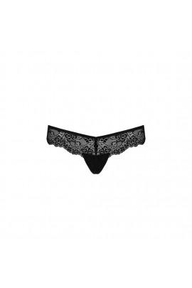 Мереживні трусики-танга з атласним бантиком Naja Thong black S/M - Passion