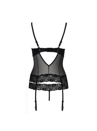 Корсет з відкритими грудьми NORTH CORSET black XXL/XXXL - Passion Exclusive, пажі, трусики, шнурівка