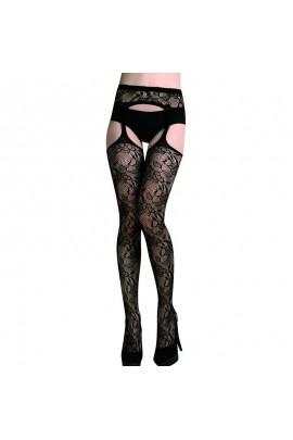 Openwork stockings with belt
